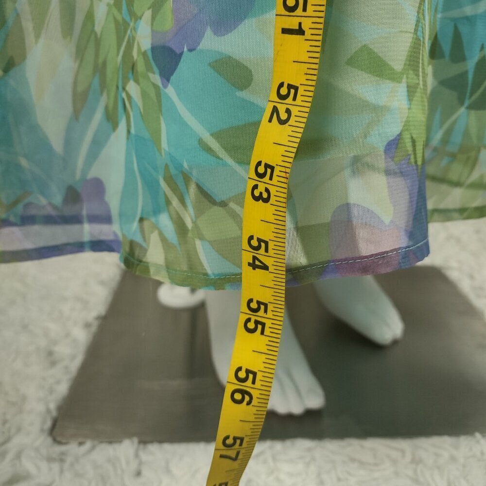 Villager Liz Claiborne Floral Maxi Dress Sleeveless V-Neck Size 14 Green, Blue - Picture 5 of 11
